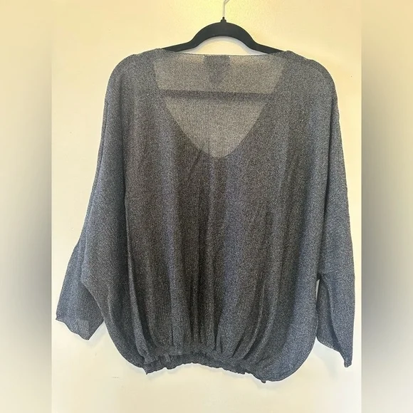 CARMEN by Carmen Marc Valvo Black Grey Shimmery Top - Picture 3 of 7